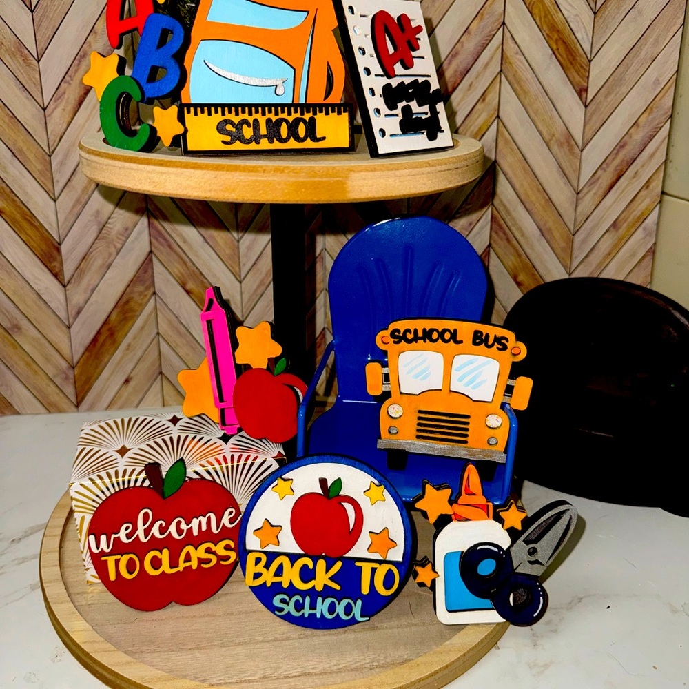 Adorable Back-to-School Tiered Tray Accents